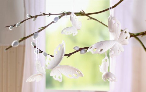 Schmetterling-Hänger "Weiß", 5er Set