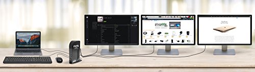Plugable USB-C Triple Display Docking Station with Charging Support/Power Delivery for Specific Windows USB-C and Thunderbolt 3 Systems (UK and EU Power Cords included)