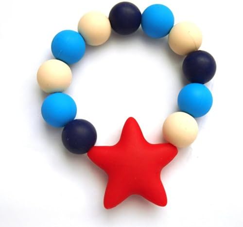Lily Bear Star Silicone Beaded Teething Bracelet Verious Colours (Red)