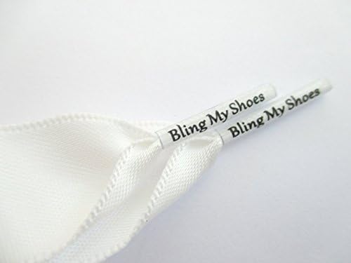 White Satin Ribbon Shoelaces for Converse Trainers Lo's & Hi Tops with Our Bling My Shoes Logo Aglets Bling My Shoes Trademark UK00003085705