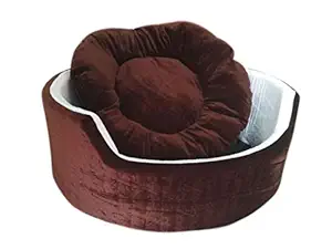 Mellifluous Small Size Cat and Dog Pet Bed, Brown-White