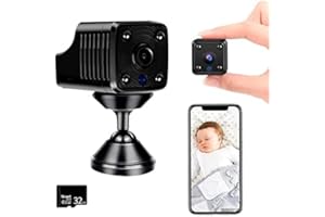 LUXI TECH Telecamera Wifi Full HD 1080p da Interno con Scheda SD 32Gb e Supporto Magnetico - Batteria 1300mAh