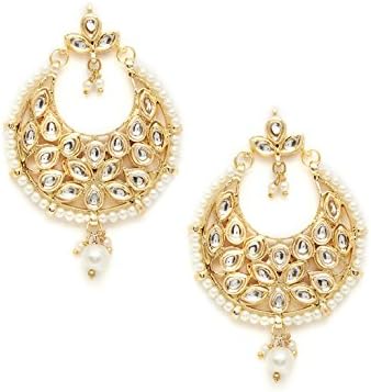 BambooTreeJewel Gold Tone Kundan Earrings Chandbali Earrings For Women Indian Ethnic Jewellery