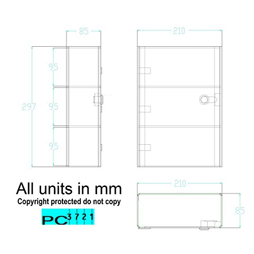 PC3721® 1 Vitrina de acrílico transparente de alto brillo con puerta frontal y bloqueo de seguridad DB091-CABA4