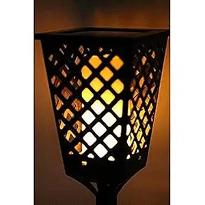 Peyx Waterproof Dancing Tiki Light Path Dancing Flame Courtyard Torch Outdoor Solar LED Road Garden Light, 4.5 X 4.5 X 42 Inch, Black