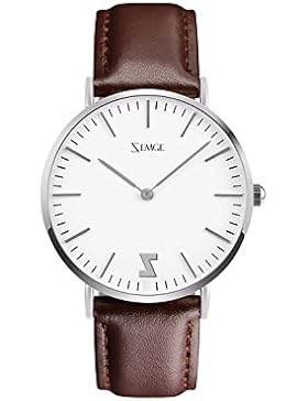 ZEMGE Frauen Uhren Ultra Thin Quarz Analog Wasserdichte Armbanduhr Unisex Business Casual Einfache klassische...