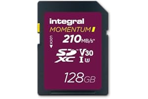 Integral Momentum I 128 GB SDXC-Karte – bis 210 MB/s lesen, 180 MB/s schreiben – V30, U3 – für DSLR, spiegellose Kameras/Camcorder – 4K-UHD-Video & Burst-Mode – wasserd., stoßfest, robust