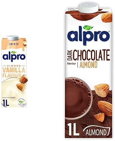 Alpro Badem Vanilya Bitki Bazlı İçecek 1L ve Alpro Badem Bitter Çikolata İçeceği 1L
