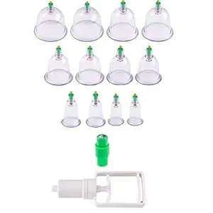 ZOTZIT 12Pcs Massage Cans Cups Vacuum Cupping Kit Pull Out Vacuum Apparatus Therapy Relax Massager Body Suction Pumps Bank Tank Set (Multi color)