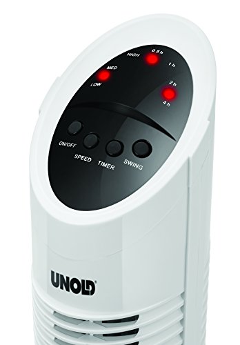 UNOLD 86850 Turmventilator Tower, Zuschaltbare Oszillation, 3 Stufen, Timer-Funktion, Fernbedienung, 30 W, 230 V, weiß - 5