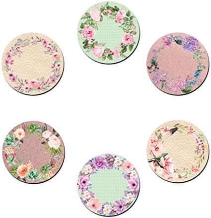 Colorful Feeling Coasters Round 6-Pack for Table and bar as Coasters for Coffee Cups, Cups, Glasses and Bottles in Flowers, Boho, Mandala and Orient Style (Diameter 9cm)