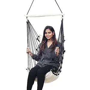 Faburaa Medio Polyester Swing for Adults, Swing Chair for Home Balcony, Package Includes All Hanging Accessories, Weight Carrying Capacity of 100-kgs (Color - Golden) (Golden)