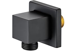 TOPHOMER Raccordo a gomito da parete in ottone massiccio, G1/2", presa a gomito per doccia a mano, uscita dell'acqua dell'Unione da 1/2" per montaggio su tubo doccia (nero)