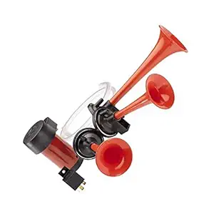 AKSMIT Three Pipe Air Pressure DC Horn IN RED COLOUR Compatible with FOR Maruti Suzuki Baleno