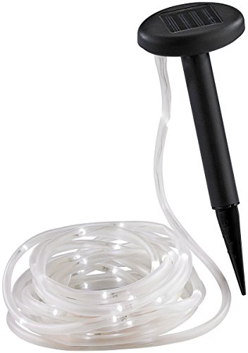 LED Solar Lichterkette Solarlichterkette, 5 Meter, Wasserdicht, 50 LEDs, 1,2V, Tageslichtweiß, tragbar, mit Lichtsensor, Außenlichterkette, Weihnachtsbeleuchtung, Beleuchtung für Hochzeit, Party , hillfield - 4