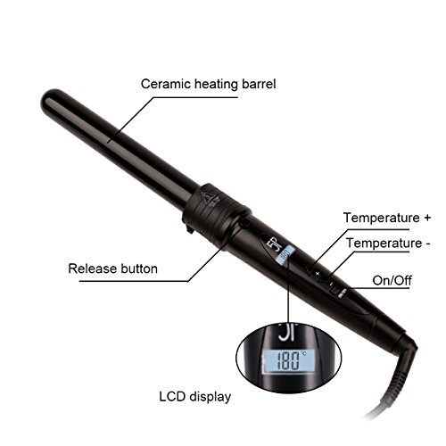 CkeyiN ®5 in 1 Austauschbare Professional LCD Display Lockenwickler + Hitzeschutzhandschuh (schwarz) - 2