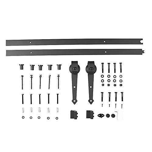 iKayaa 6FT Riel de Acero de Puerta Corredera Instalación Montaje de Puerta Corredera Color Negro