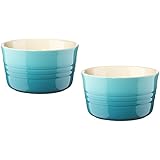 Le Creuset - Set de 2 recipientes tipo ramekin de gres, 0.2 L, color azul caribe