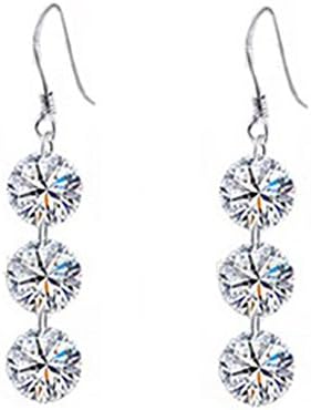 Sparkling Clear Cubic Zirconia S925 Sterling Silver Drop Hook Earrings for Women Gift