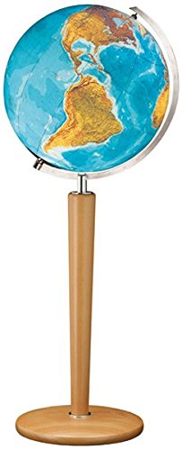 Preisvergleich Produktbild Columbus Duo Leuchtglobus Standmodell: 51 cm Durchmesser. Mundgeblasene Kristallglaskugel, traditionell handkaschiertes Kartenbild Edelholz-Säulenfuß, massiv Buche hell, Metallmeridian glanzverchromt, einseitig gradiert, OID-Code: 5 Kategorien: Länderinformation, Wissenswertes, usw.
