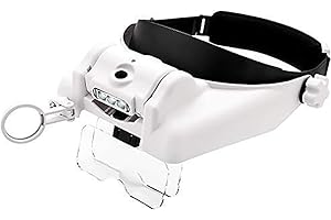 HunterBee Loupe pour phares LED avec visière solaire mains libres pour travaux de proximité, couture, fabrication artisanale, lecture et peinture, entretien, identification des bijoux, soudage