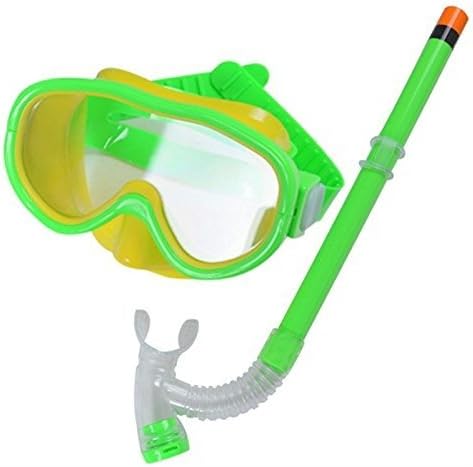 Swimming Studying Goggles Diving Mask Snorkel Set Green (For Age 3-11)