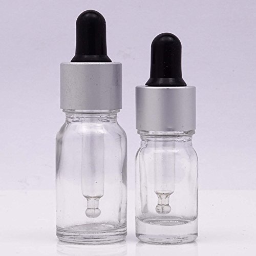 MT Bottles & Jars 12 Stück x Leer Klarglas Augentropfflasche Aromatherapie Großhandel Ätherische Öl Pipette Tropfflaschen mit Silberkuppe