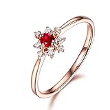 AnazoZ FINERING 18k Gold Damen-Ring Echt Turmaline 0.14 Karat Diamant Trauringe Blume Eheringe Hochzeit Verlobung für Frauen Ringgr. 57 (18.1) Ringschmuck