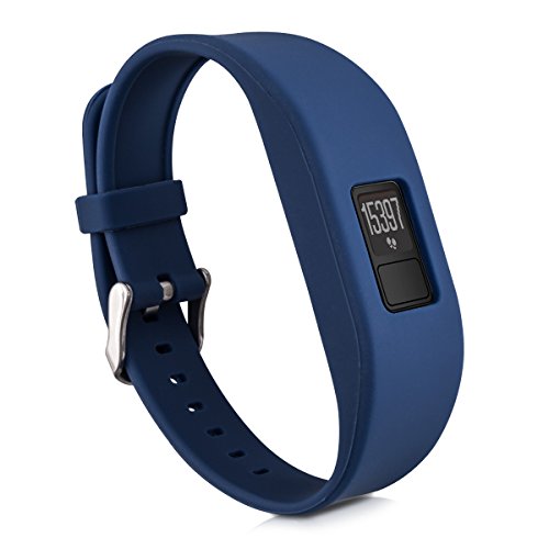 kwmobile 2in1 Set: 2x Sport Ersatzarmband für Garmin Vivofit 3 in Schwarz Dunkelblau Innenmaße: ca. 15,5 – 21,5 cm – Silikon Armband mit Uhrenverschluss ohne Tracker - 2