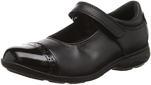 Toughees Shoes Girls’ Janine Patent Leather Single Velcro Strap Comfort Insole, Black (Black), 2 UK 34 EU