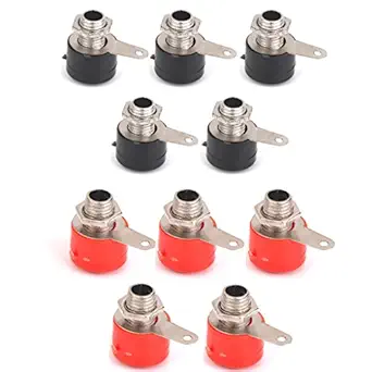 Generic Imported 4mm Insulated Banana Socket Connectors New 10Pcs Red+Black