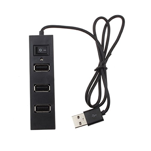 Ularma High speed 4-Port USB 2.0 Hub mit Power Switch für PC-Laptop-Computer (schwarz)