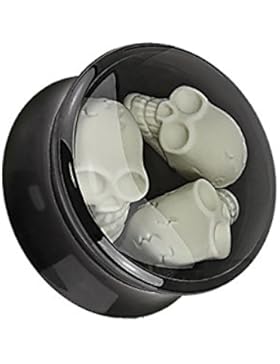 Paula & Fritz® Double Flared Flesh Ohrstoepsel Piercingschmuck Plug Ohr-piercing Sattel-tunnel Acryl schwarz mit...