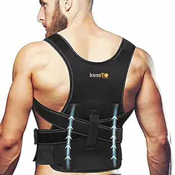 Kossto Posture Corrector for Men and Women, Back support for Lower and Upper Back Brace Support and Pain Relief belt with Nine inch double Magnetic Plates at back (free size)