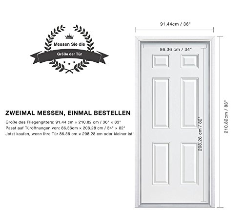 Jerrybox Fliegengitter Tür Insektenschutz Vorhänge Magnetvorhang Magnetischer Fliegenvorhang Moskitonetz für Türen/Balkontür, 90 x 210 cm, Schwarz - 6