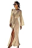 Vestido de baño para mujer Cubrir Bikini traje de baño Cuello en V Irregular de punto Hueco hacia fuera Blusa Jersey
