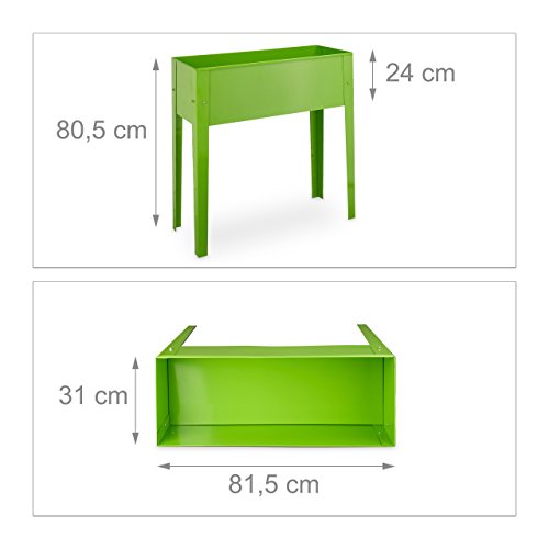 Relaxdays Hochbeet, Metall, 4 Beine, Pflanzkübel, Kräuterbeet, Balkon, Terrasse, HBT: 80,5 x 81,5 x 31 cm, hellgrün - 3
