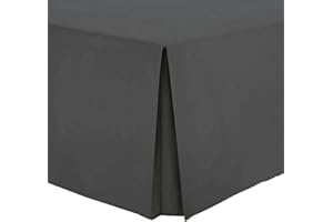 BRITISH HOME BEDDING Pleated Base Valance Sheet Plain Pollycotton Fits Under Mattress Base Valance Sheet (4FT Small Double, Dark Grey)