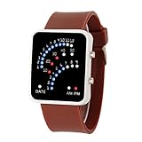 LCLrute Mode Silikagel LED Uhr Damen Herren Futuristische Japanese Style Multicolor LED Sport Armbanduhr (Braun)