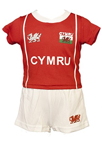 [6-12 Months, Red and White] WELSH CYMRU BABY KIDS 'BRYN' COOLDRY WALES RUGBY FOOTBALL KIT RED & WHITE