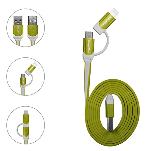 Kingyou 2 in 1 Lightning USB Kabel 1m Ladekabel USB Datenkabel geeignet für iPhone 6plus iPhone5c 5s iPad und Huawei Samsung Sony Usw Android Smartphones (Grün) - 2