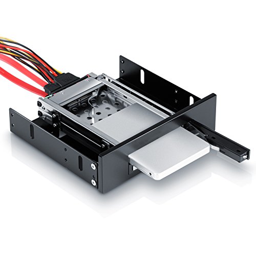 Aplic – 5,25“ Dual Wechselrahmen / Mobile Rack für 2x 6,4cm (2,5″) Festplatten | SATA I/II/III und SSD-fähig | Hot Plug | 2x Festplatten in 2,5″ (6,4cm) - 2