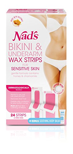 Nads Hair Removal Bikini and Underarm Wax Strips Strips - Pack of 24 Strips