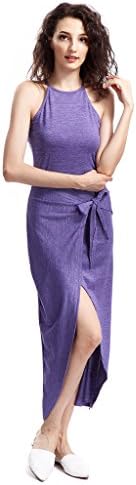 Avoir Aime Women's Urban Halter Bodycon Maxi Bandage Dress with Wrap Tie and Slit