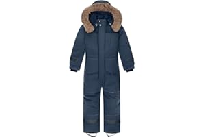 L SERVER Kinder Skianzug Jungen mit Kapuze Winddichte Wasserdichte Schneeoverall Mädchen Warmer Schneeanzug Dickere Skioverall mit Reflektierenden Streifen