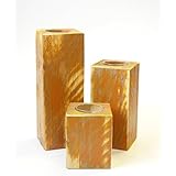 3er Set Teelichthalter aus Holz mit Glaseinsatz, handgefertigt, shabby chic, vintage, Unikat
