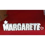 Beton, Steinguss Buchstaben 3 D Deko Schriftzug Namen MARGARETE als Geschenk verpackt! Ein ausgefallenes Geschenk zur Geburt, Taufe, Geburtstag oder auch zu anderen Anlässen.