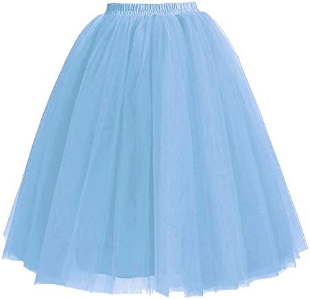 Facent Women Midi Tutu Tulle Skirt Underskirt Petticoat Ballet Dance Fancy Dress Blue