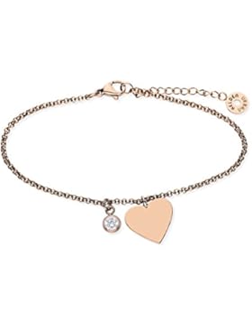 URBANHELDEN - Armband Basic mit Herz Anhänger und Zirkonia Kristall - Damen Schmuck Verstellbar, Edelstahl - Armschmuck...