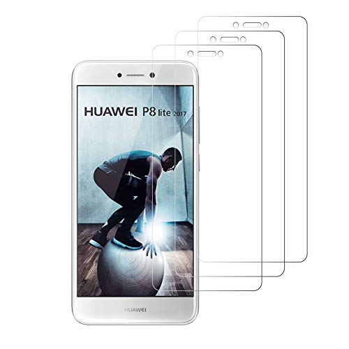 Peloo Protector de Pantalla para Huawei P8 Lite 2017 [3 Unidades] Cristal Templado para Huawei P8 Lite 2017 9H Dureza Alta Definicion